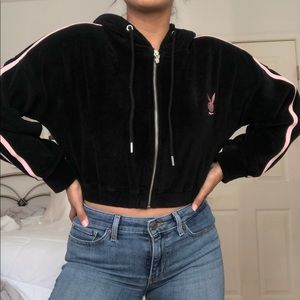 Missguided x Playboy Velour Crop Jacket